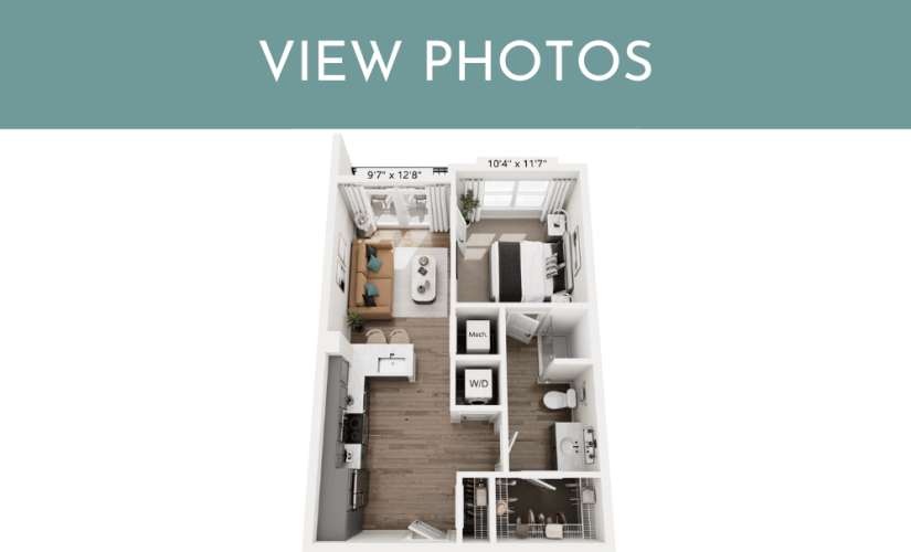 A1 - 1 bedroom floorplan layout with 1 bathroom and 578 square feet