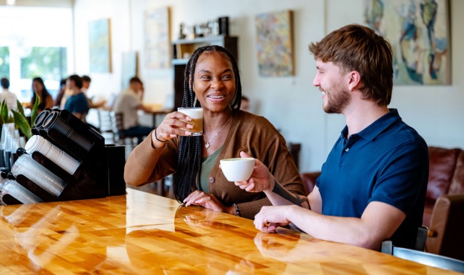 Residents drinking coffee in Downtown Chamblee GA Residents drinking coffee in Downtown Chamblee GA