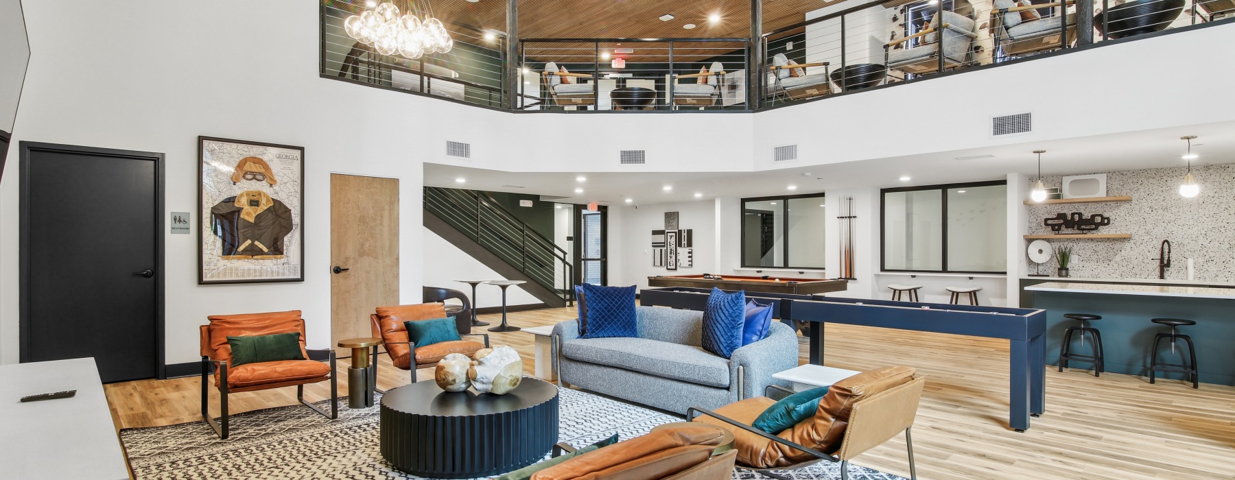 Resident clubhouse at The Hawkins new apartments in Chamblee, GA	